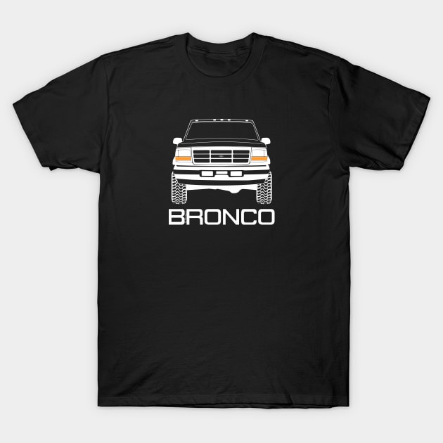 1992-1996 Ford Bronco Front yellow/white print T-Shirt by The OBS Apparel